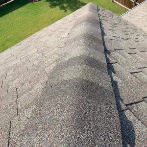 Corner of asphalt shingle roof