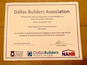 Dallas Builders Association Certificate